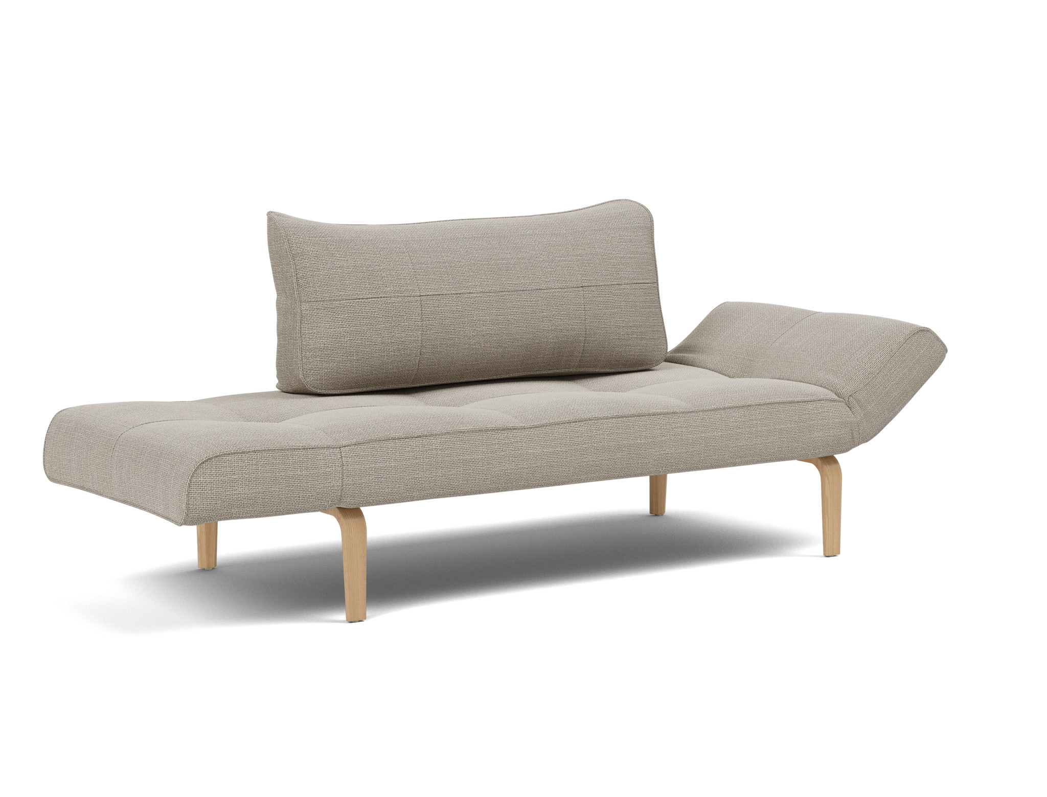 Tagesbett Zeal Strukturierter Stoff Kenya 579-Gravel Beine Bow Eiche