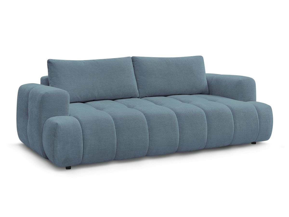 Bobochic Fuji Schlafsofa 3-Sitzer mit Bettkasten Stoff Hellblau