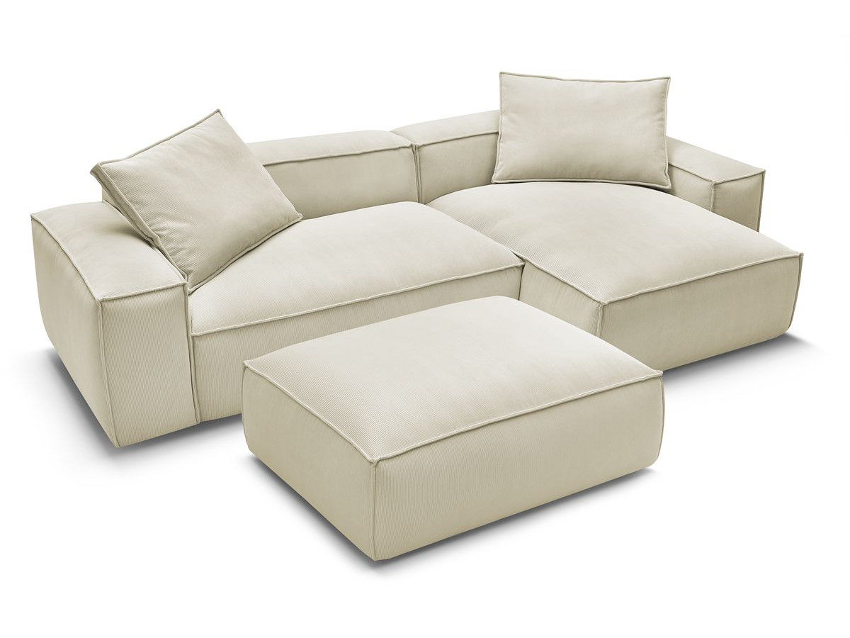 Bobochic Boheme Ecksofa mit Pouf Cordsamt Beige