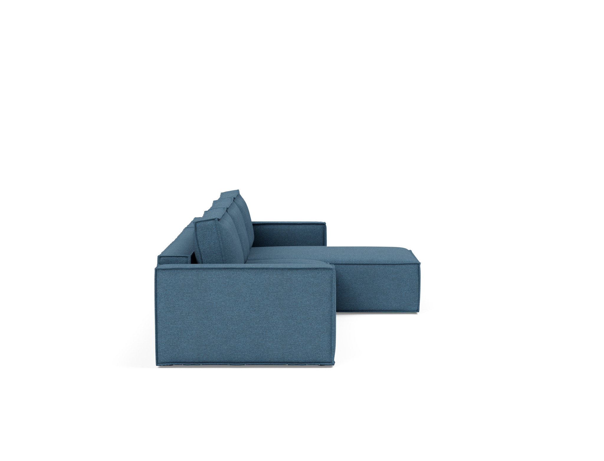 Schlafsofa Newilla mit Chaiselongue Strukturierter Stoff Weda 302-Weda-Blue