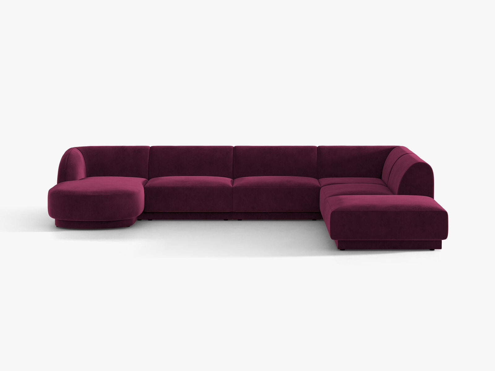 Micadoni Panorama-Ecksofa Miley 6-Sitzer Rechts Samt Venus Burgunder