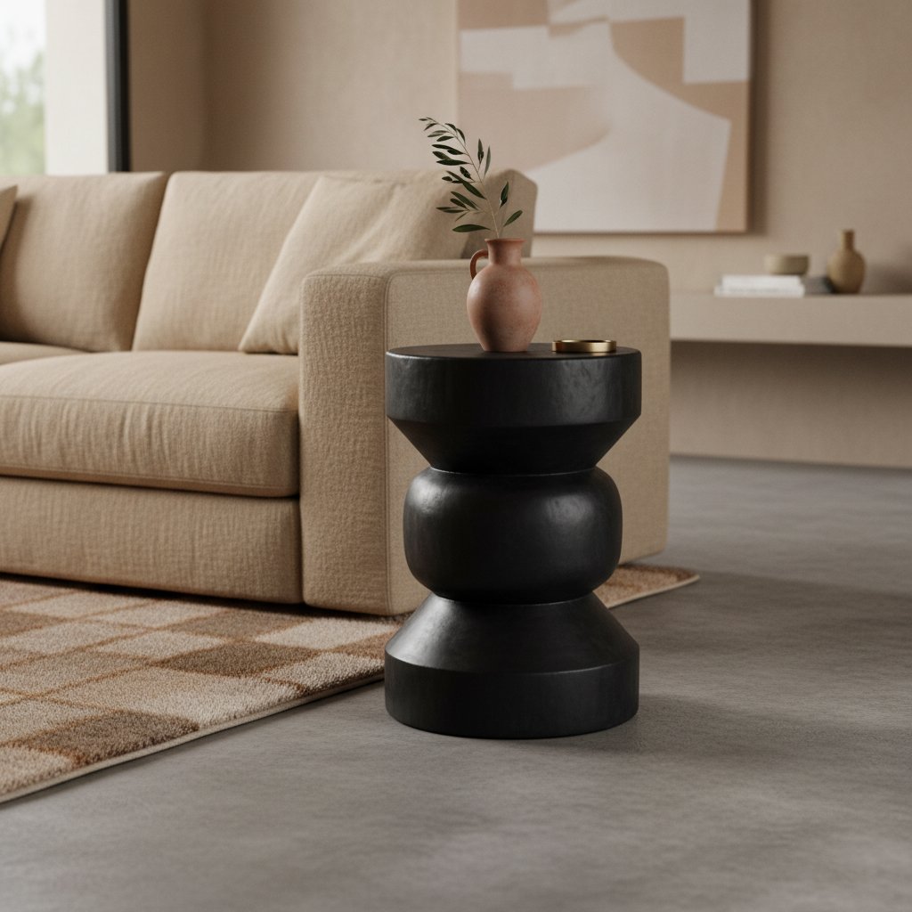 Raw Materials Forma Beistelltisch aus Teakholz Ritari schwarz