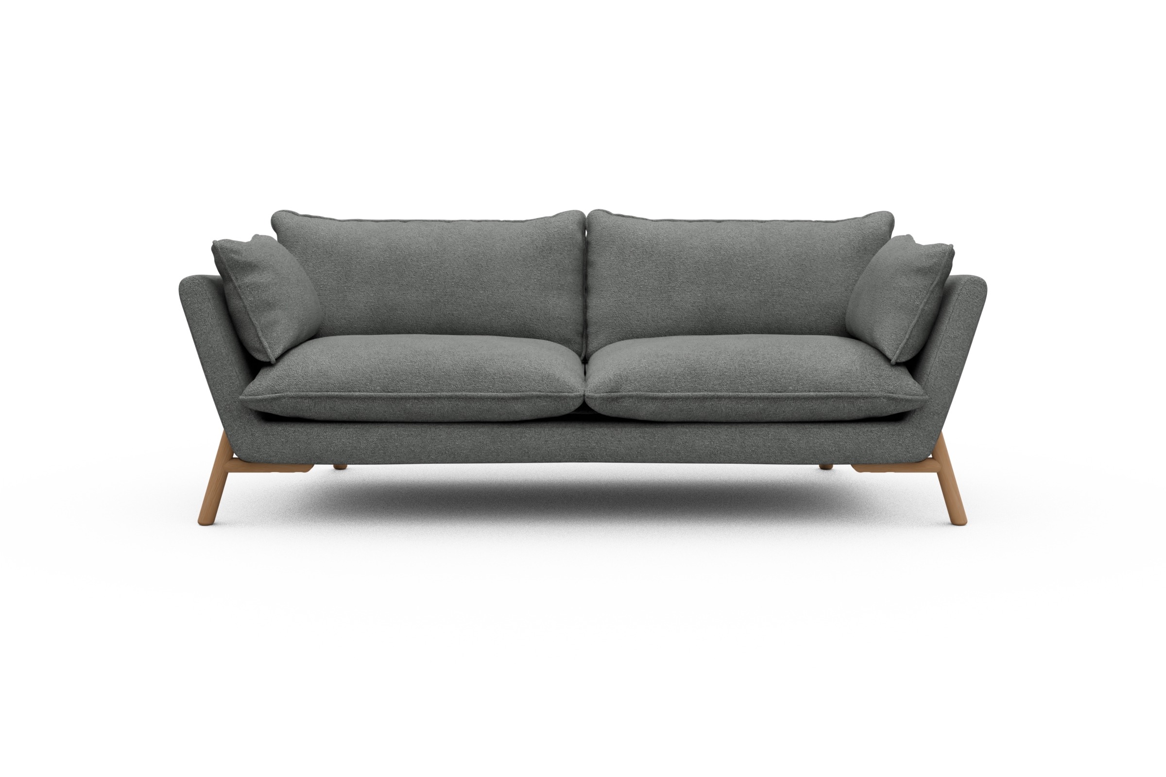 Skandi Home Sofa Emil PREMIUM 3-Sitzer Beinfarbe Eiche Natur Boucle-Ash-Grey moebelfaktor