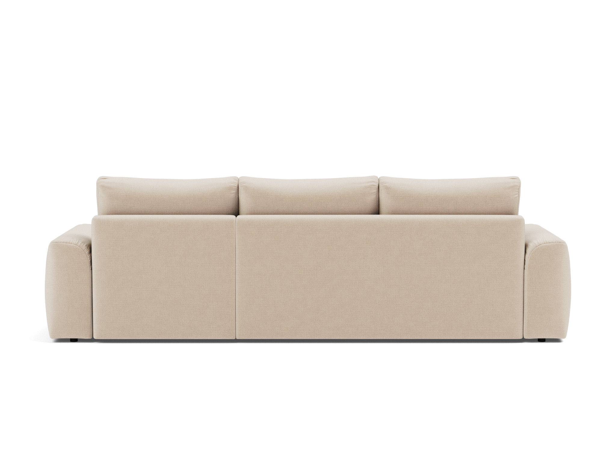 Schlafsofa Norum mit Chaiselongue und Chunky-Armlehnen Chenille Esina 410-Almond-Beige
