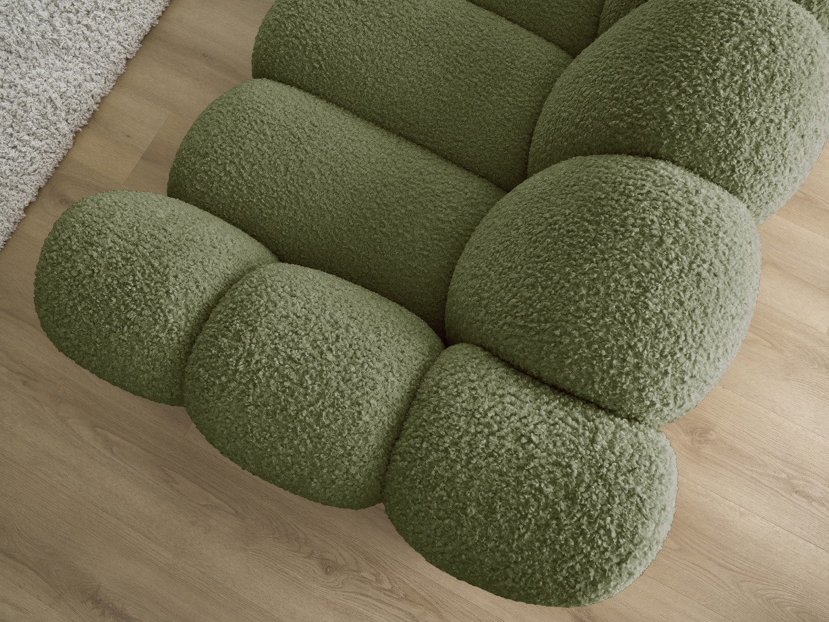 Bobochic Hippolyte Sofa 3-Sitzer Bouclé-Stoff Grün