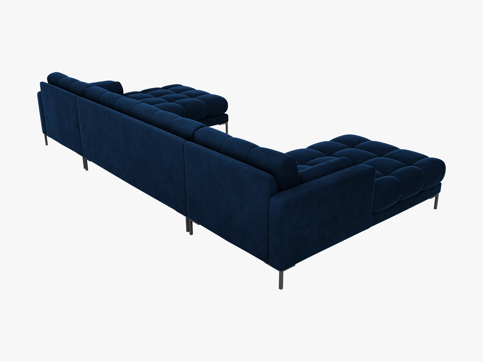 Micadoni Panorama-Sofa Mamaia 6-Sitzer Samt Bluvel Königsblau schwarze Beine