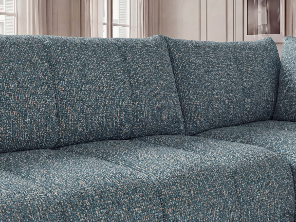 Bobochic Nesty Ecksofa in L-Form, 256 cm, mit Pouf Melange-Stoff Blau Ecke rechts