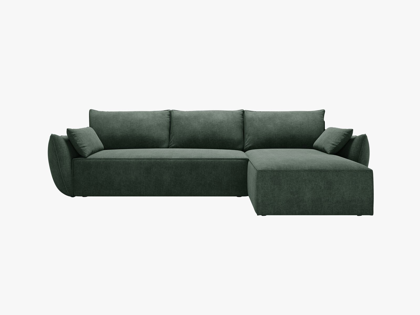 Micadoni Kaelle Ecksofa 4-Sitzer mit Schlaffunktion Rechts Chenille Over The Horizon Flaschengrün