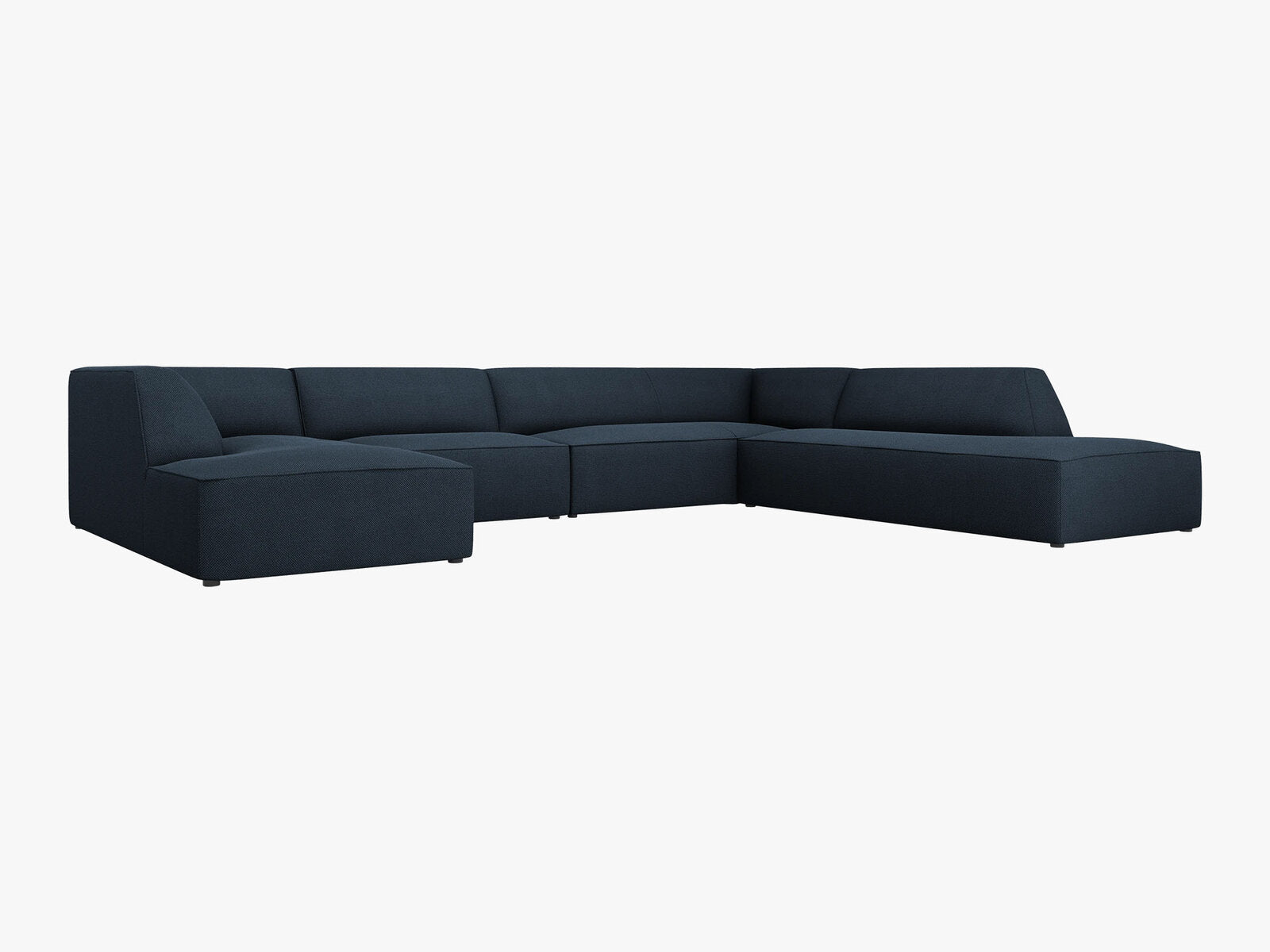 Micadoni Panorama-Ecksofa Ruby 7-Sitzer Rechts Strukturierter Stoff Ottawa Marineblau