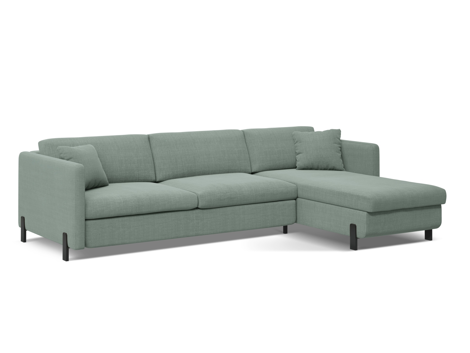 Micadoni Schlaf-Ecksofa Gloria 4-Sitzer Rechts Strukturierter Stoff Minze 205x140