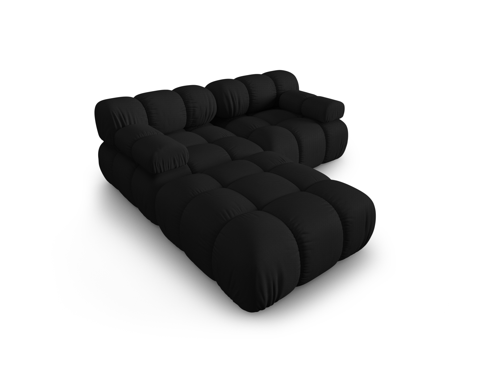 Micadoni Modulares Sofa Bellis 3-Sitzer mit flachem Modul 3D-Stoff Sonic Schwarz