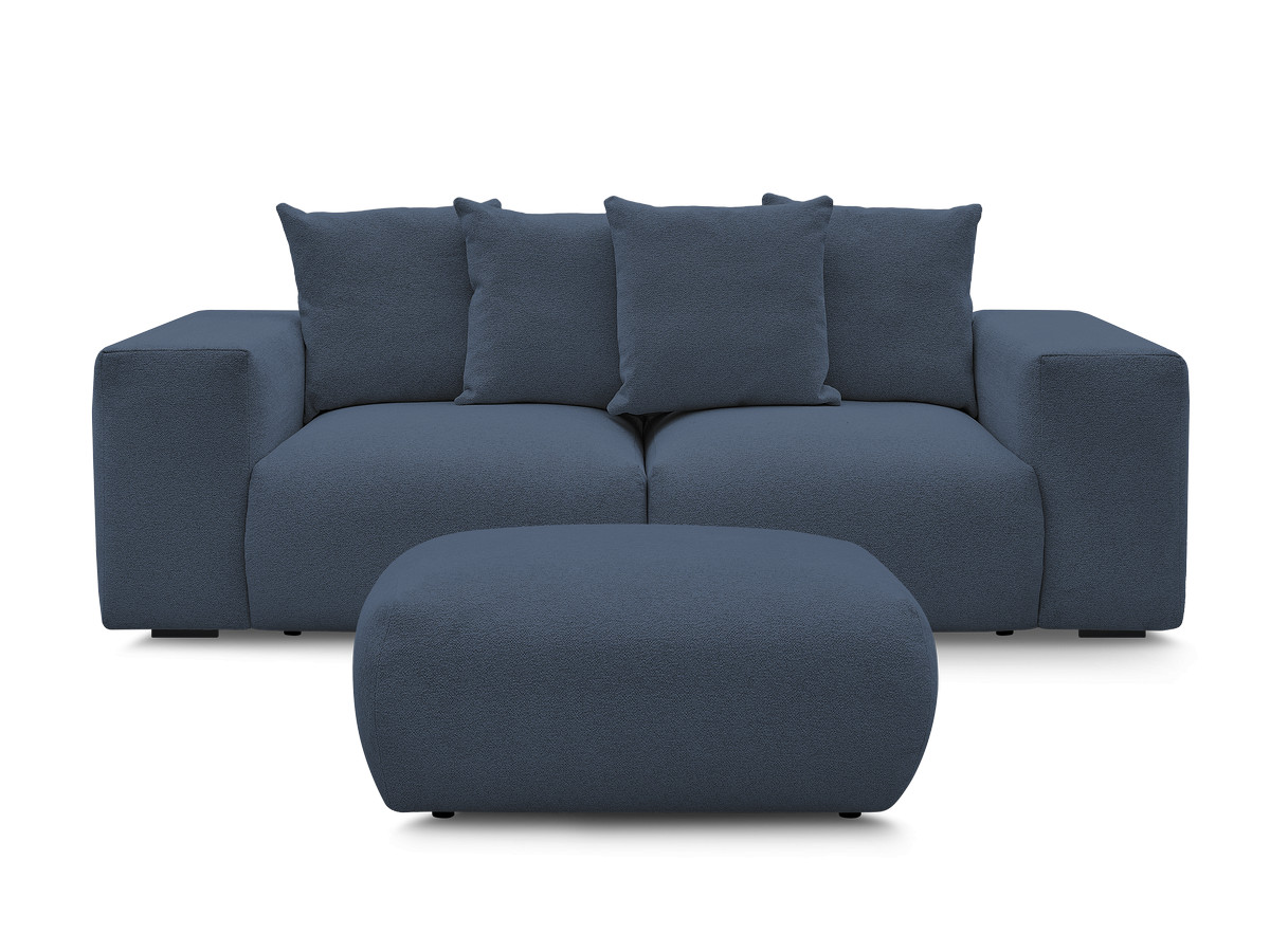 Bobochic Voltaire Sofa 4-Sitzer mit Pouf 248 × 100 cm Melange-Stoff Dunkelblau