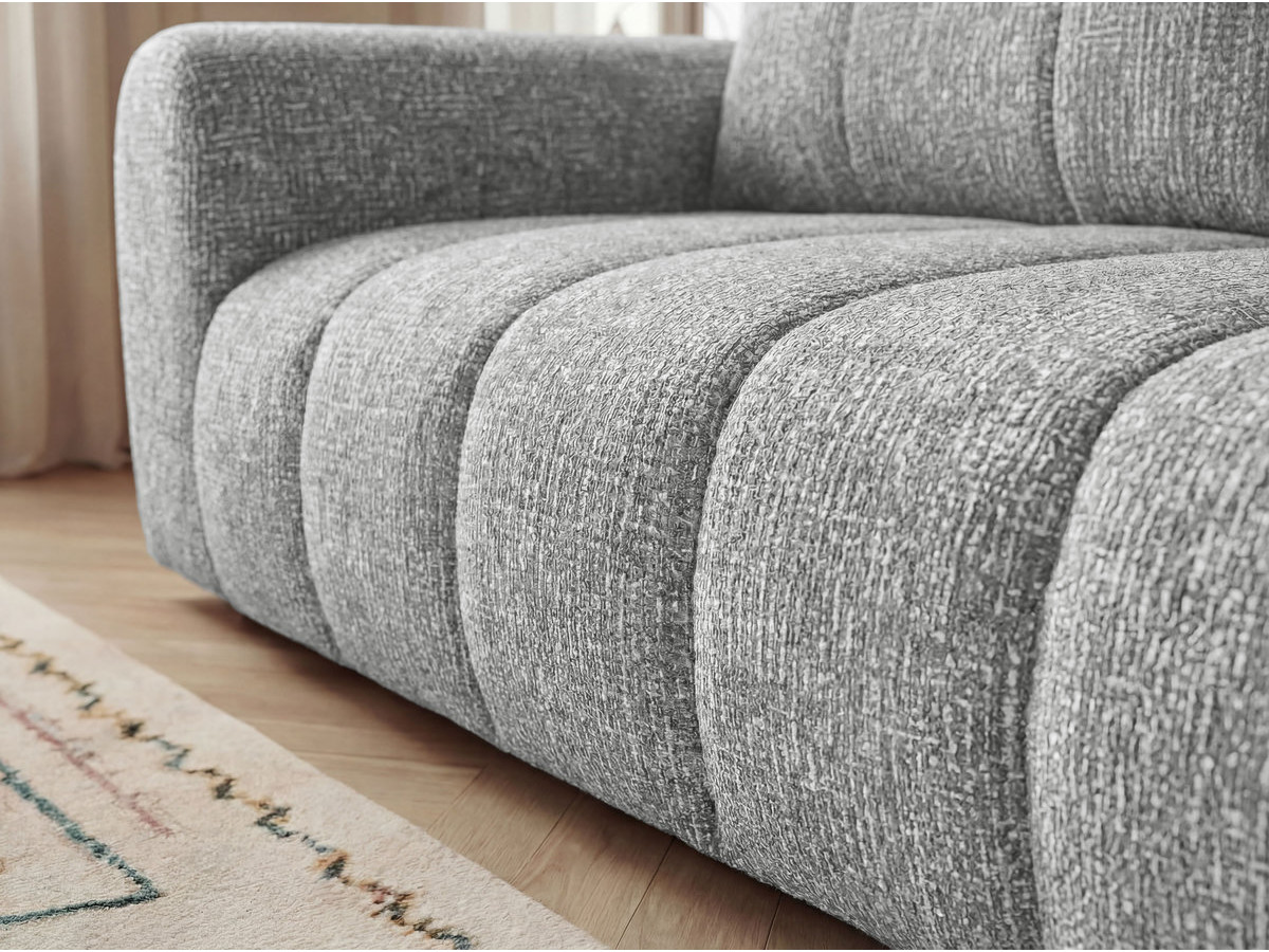 Bobochic Nesty Sofa 3-Sitzer Melange-Stoff Hellgrau