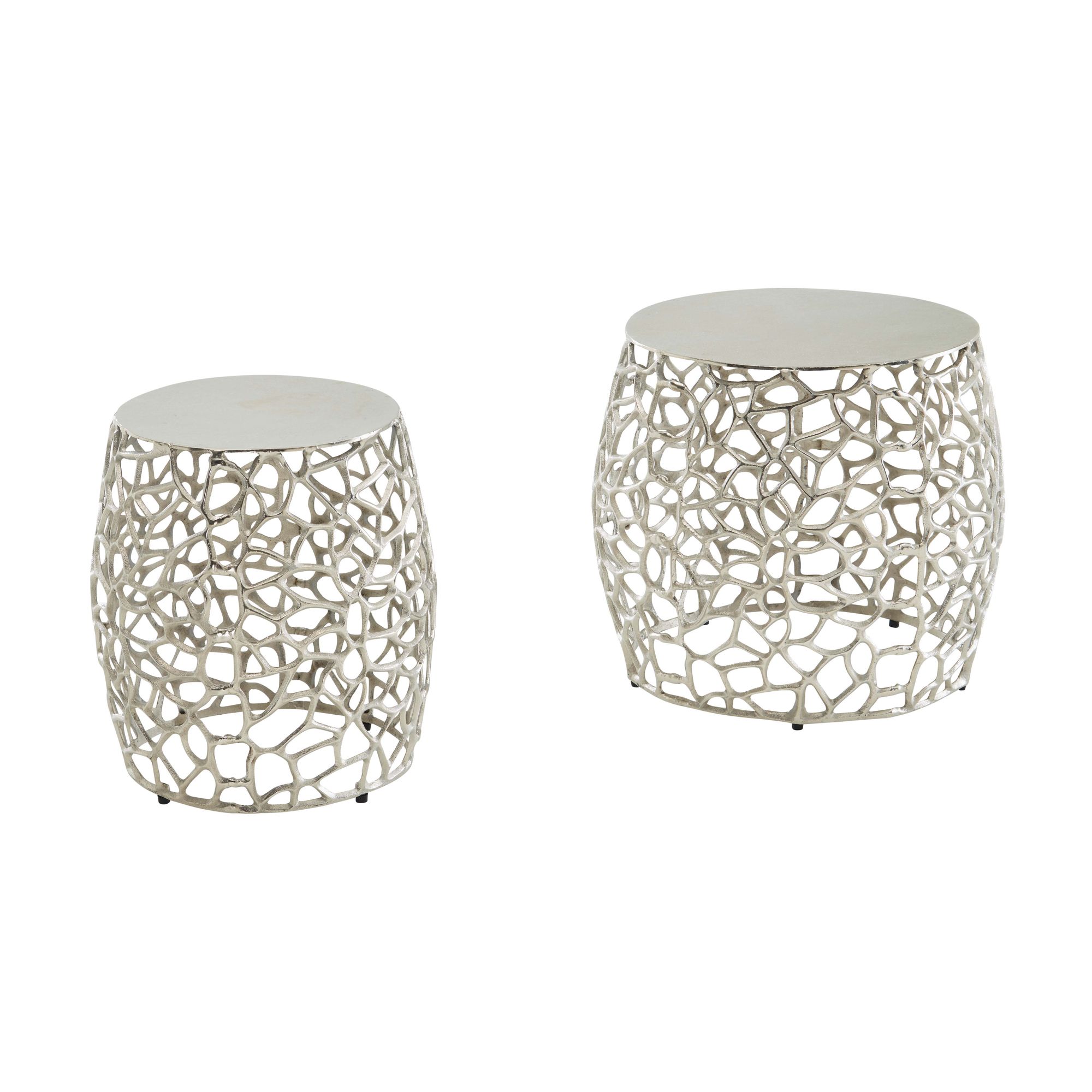 Satztisch 2er-Set Tungudalur Aluminium Silber Ø 46 cm