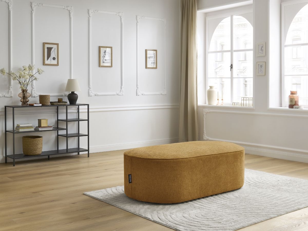 Bobochic Rousseau Pouf Strukturstoff Gelb