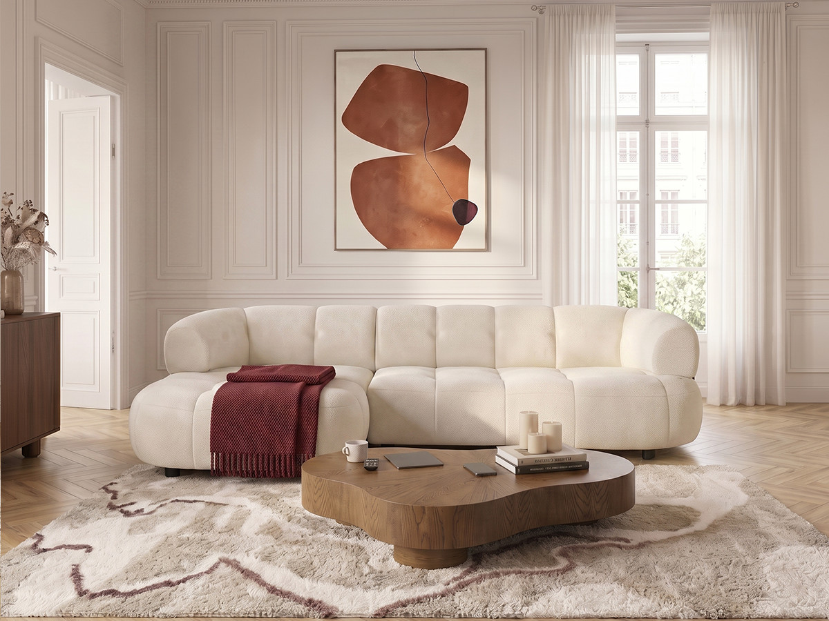 Bobochic Lovely Ecksofa mit Schlaffunktion Stoff Beige Ecke links