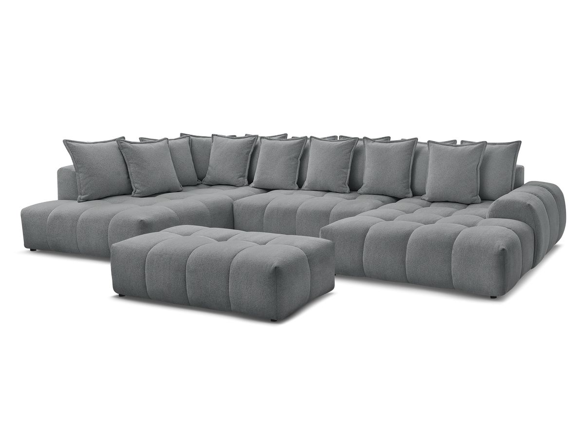 Bobochic Everest Wohnlandschaft mit Pouf, 14 Kissen Melange-Stoff Dunkelgrau Ecke rechts