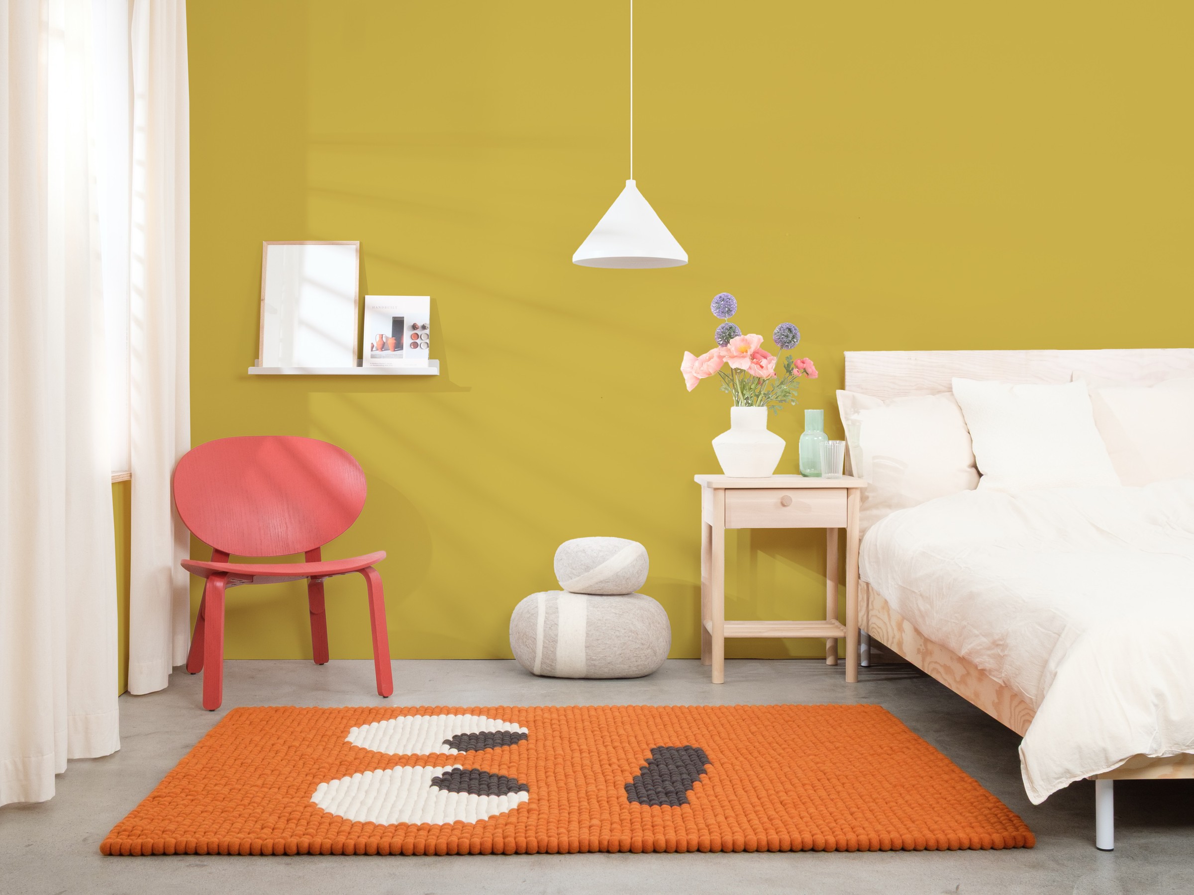 myfelt Dieter Filzkugelteppich Orange