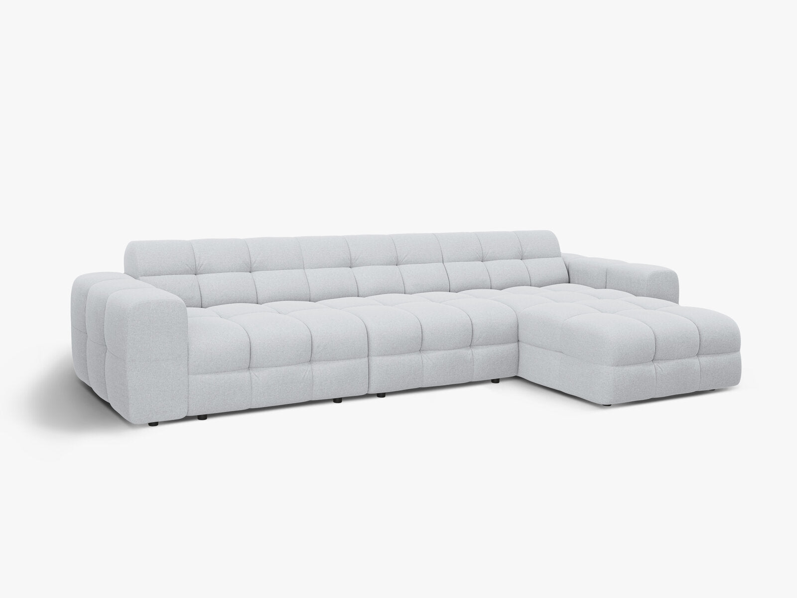 Micadoni Ecksofa Kendal 5-Sitzer Rechts Strukturierter Stoff Hellgrau