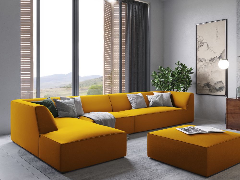 Cosmopolitan Design Ecksofa Siena 5-Sitzer Samt Salvador Gelb Links