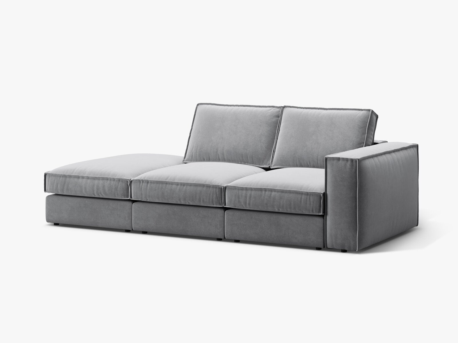 Micadoni modulares offenes Sofa Pola 3-Sitzer Links Samt Salvador Grau