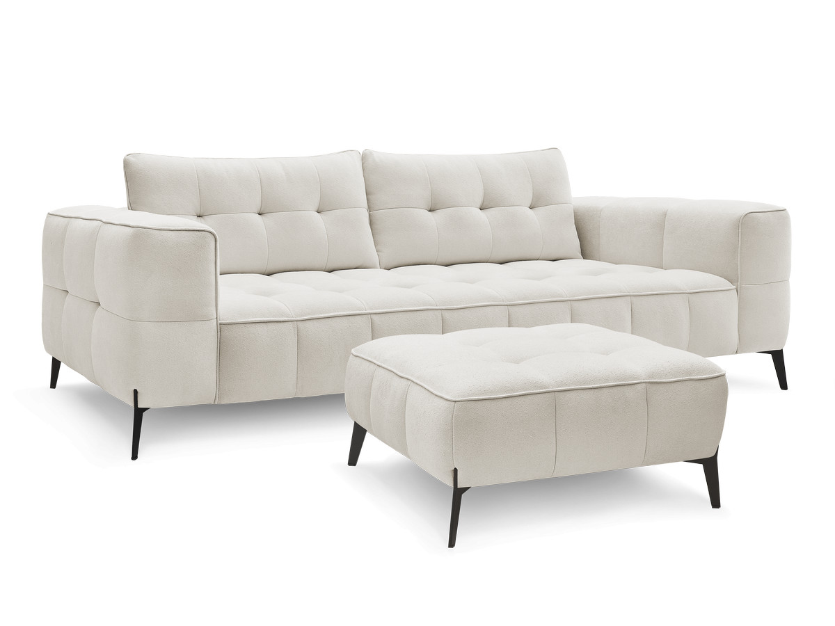 Bobochic Anis Sofa 3-Sitzer mit Pouf Strukturstoff Beige