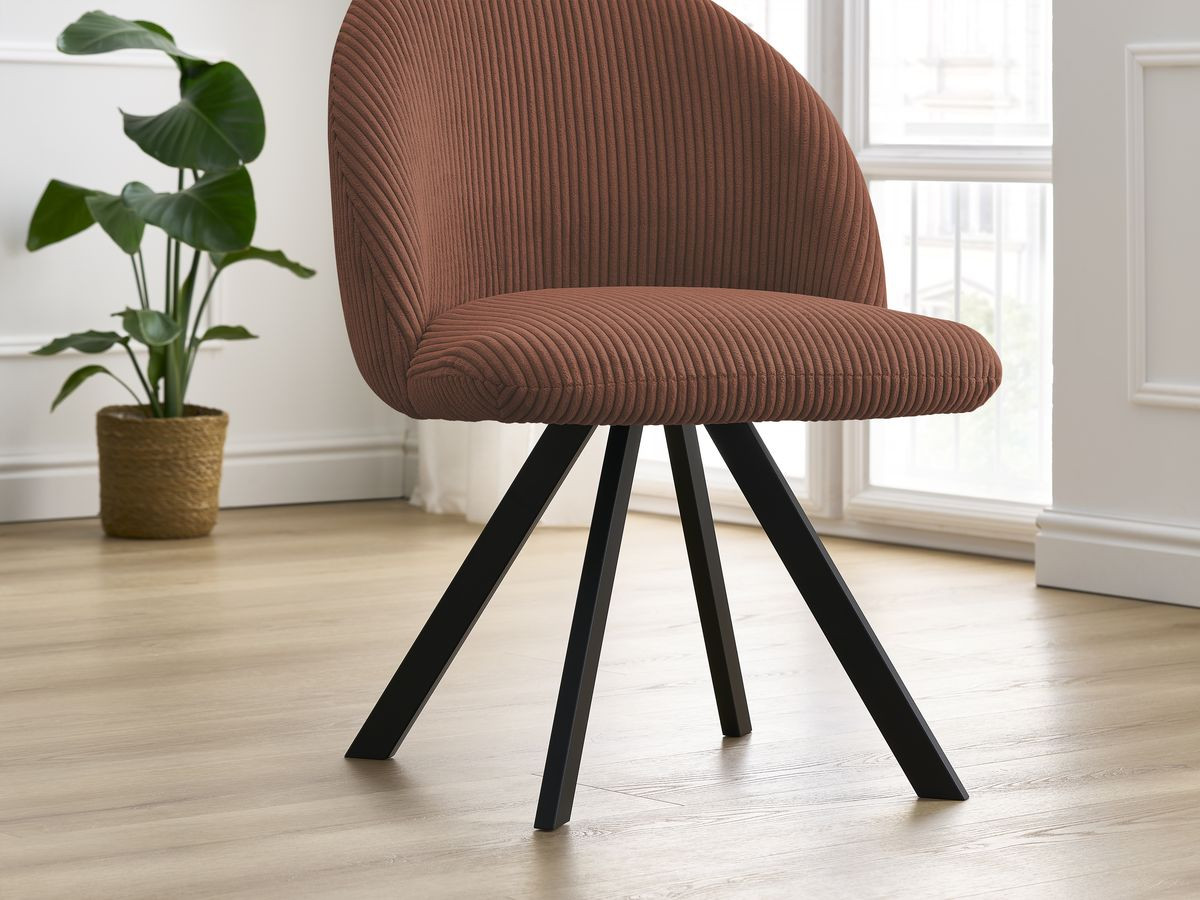 Bobochic Lalie Esszimmerstuhl mit Sternfuß Cordsamt Orange