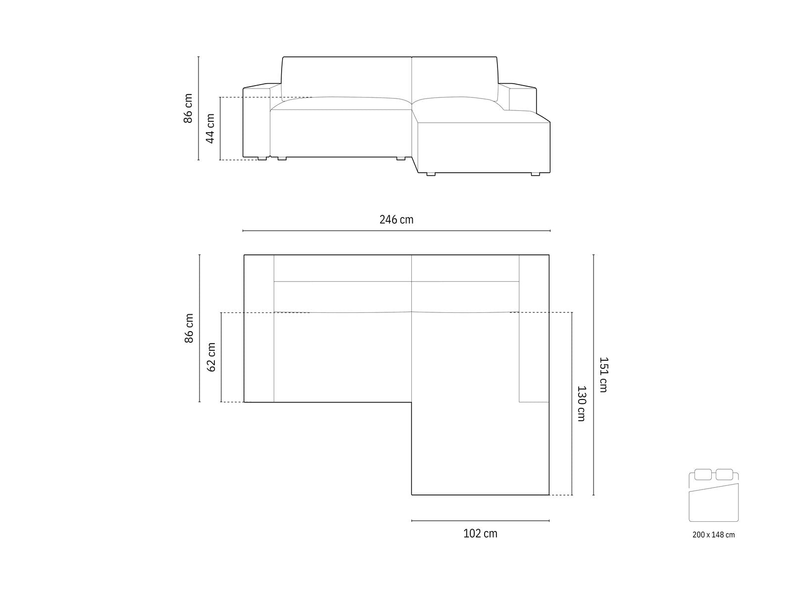 Micadoni Schlaf-Ecksofa Jodie 3-Sitzer Links Samt Dunkelbeige