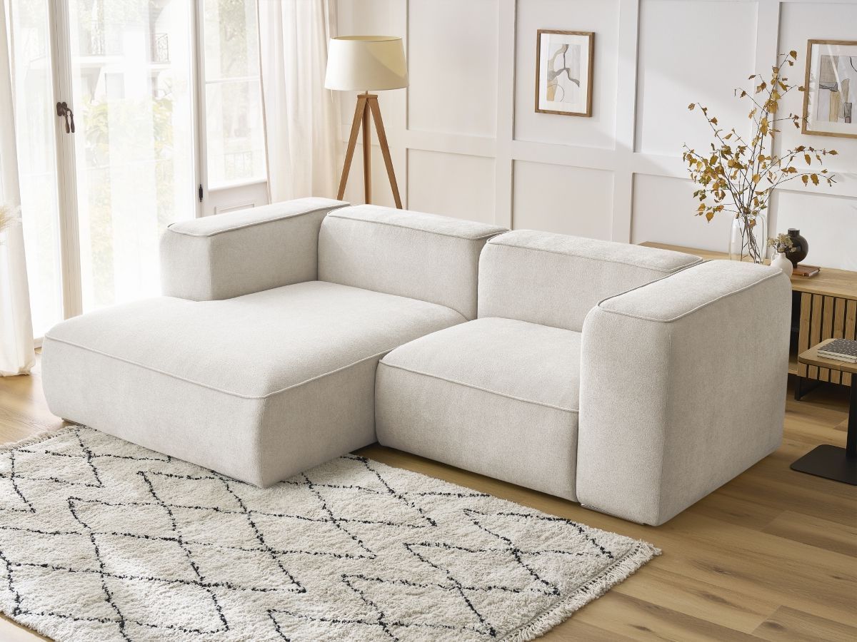 Bobochic Zephyr Ecksofa 260 × 165 cm Strukturstoff Weiß Ecke links