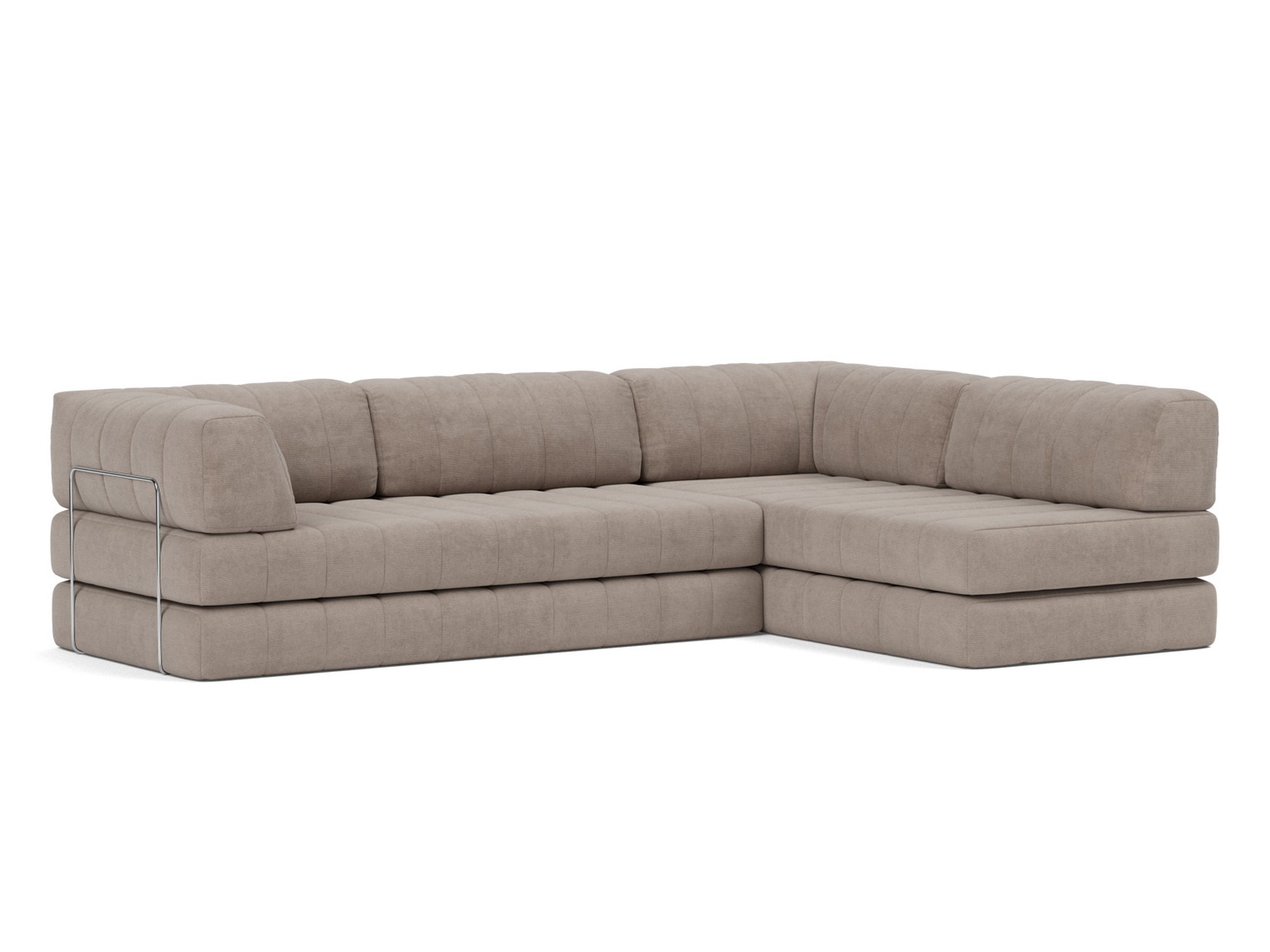 Eck-Schlafsofa CozyPad L-Form mit Armlehne Kord Cordufine 318-Beige