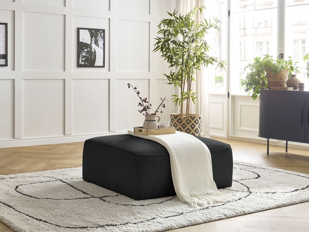 Bobochic Leopold Pouf Strukturstoff Schwarz