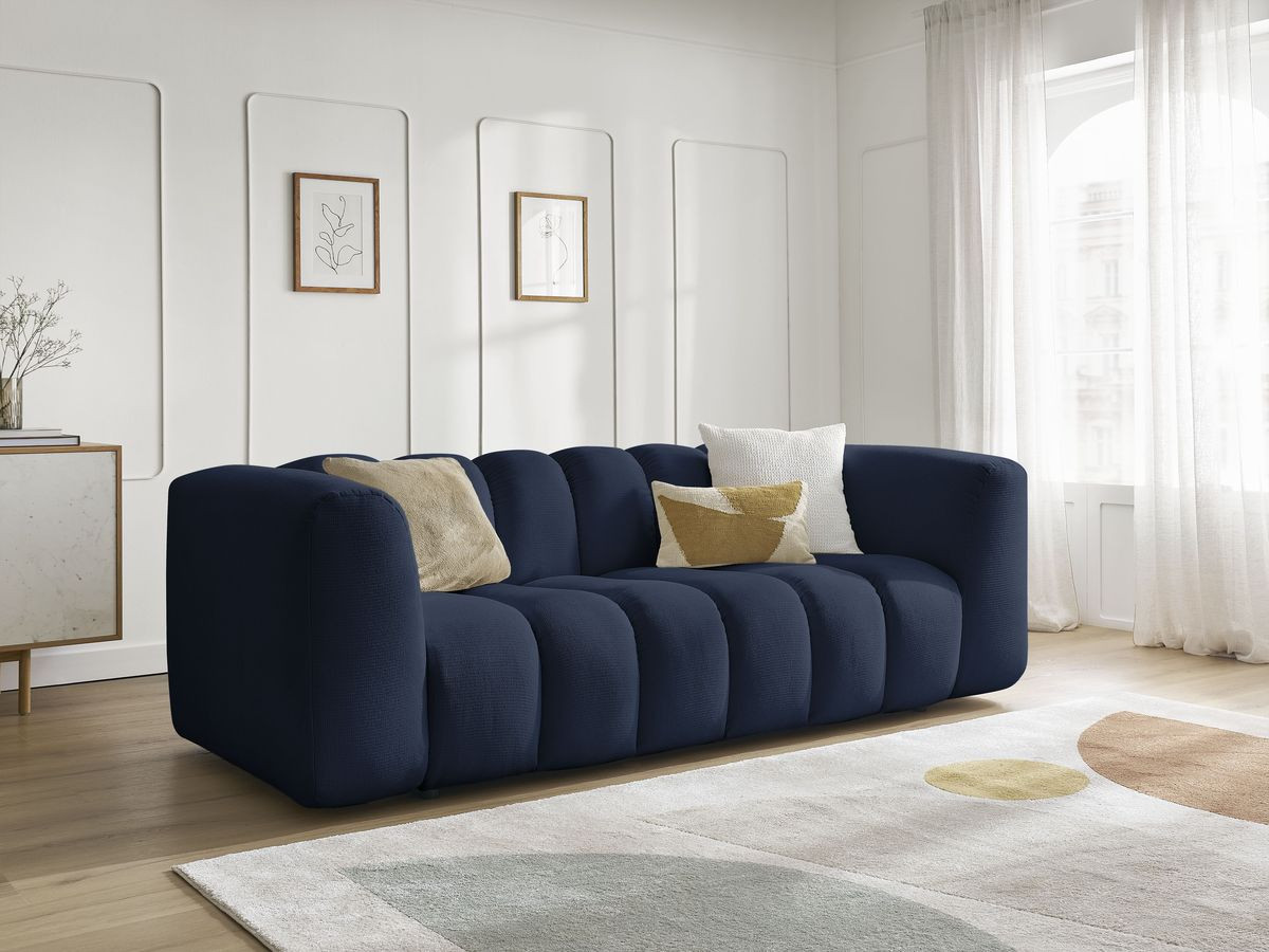 Bobochic Talia Sofa 3-Sitzer Melange-Stoff Dunkelblau