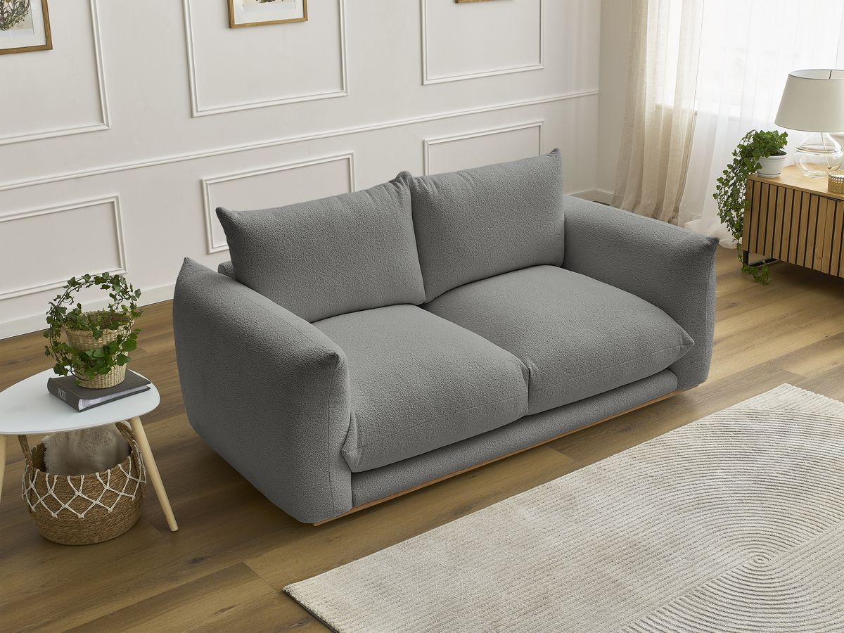 Bobochic Ernest Sofa 2-Sitzer Bouclé-Stoff Dunkelgrau