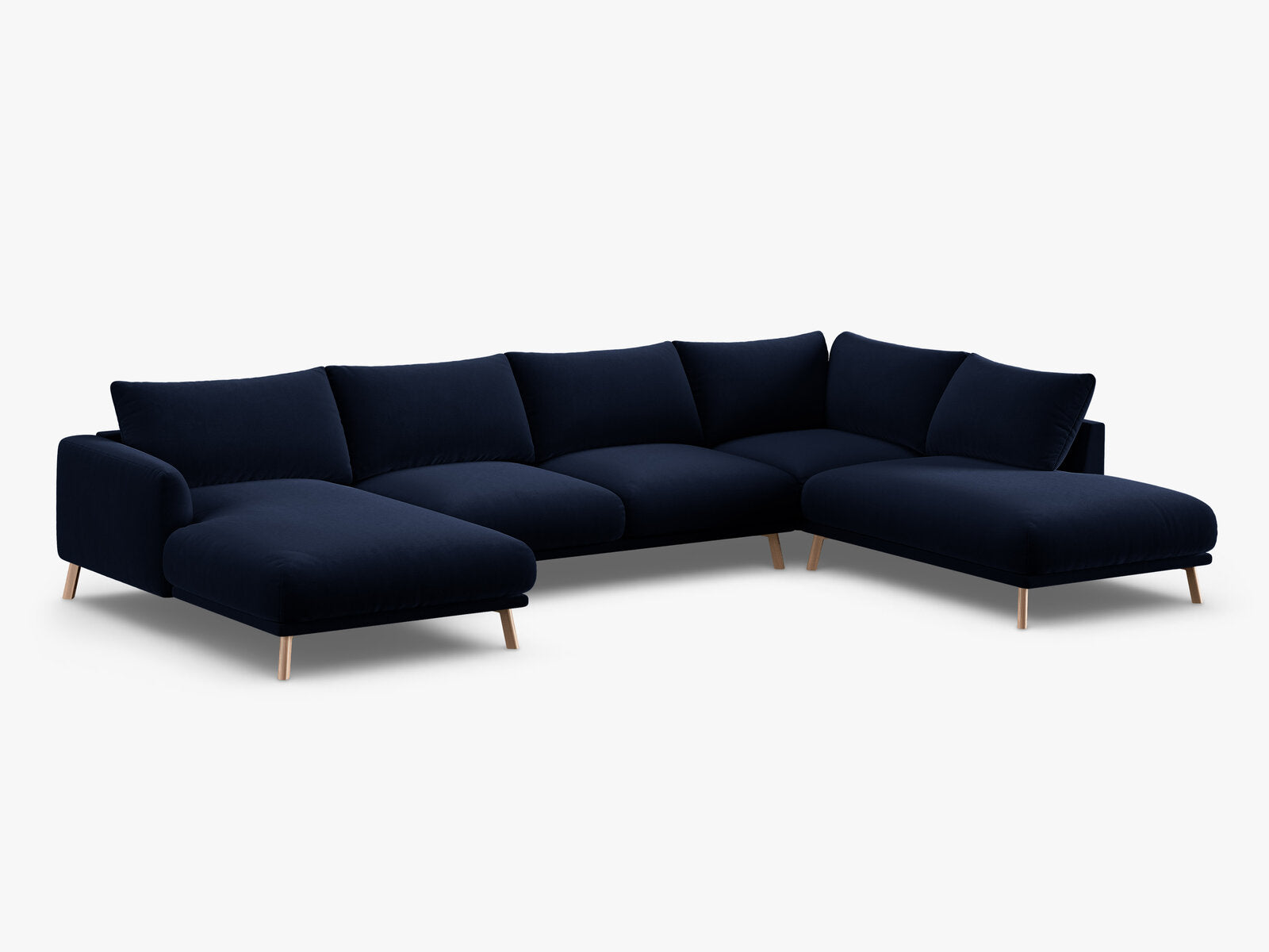 Micadoni Panorama Ecksofa Naomi 6-Sitzer Rechts Samt Salvador Königsblau
