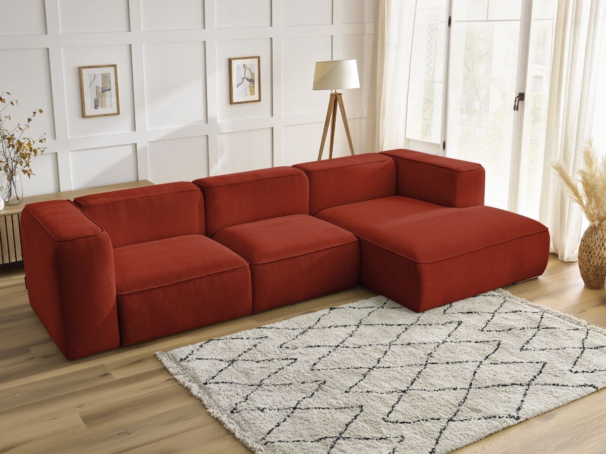 Bobochic Zephyr Ecksofa 349 × 165 cm Strukturstoff Orange Ecke rechts