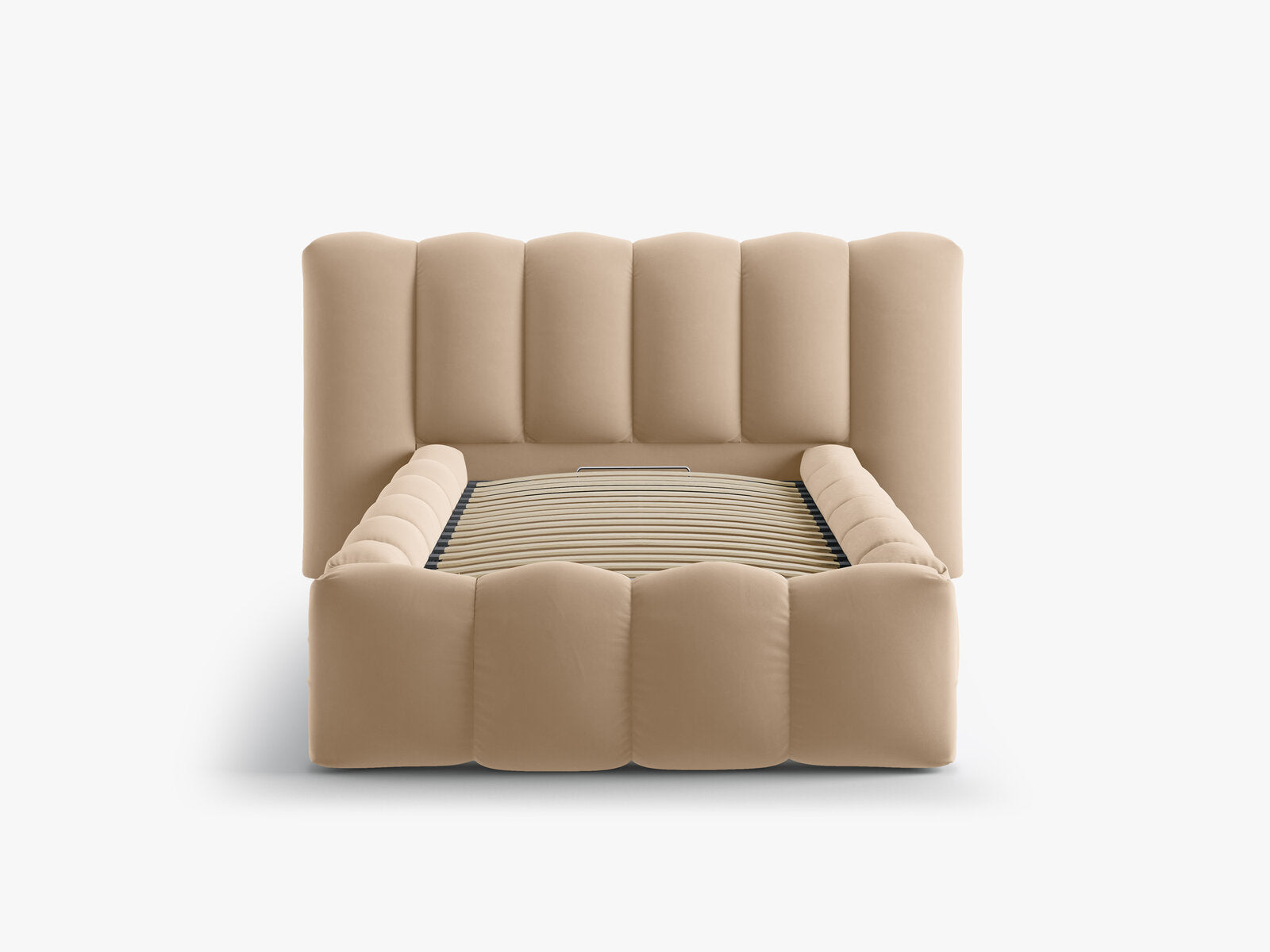 Micadoni Stauraumbett mit Kopfteil Lupine Samt Paris Sand