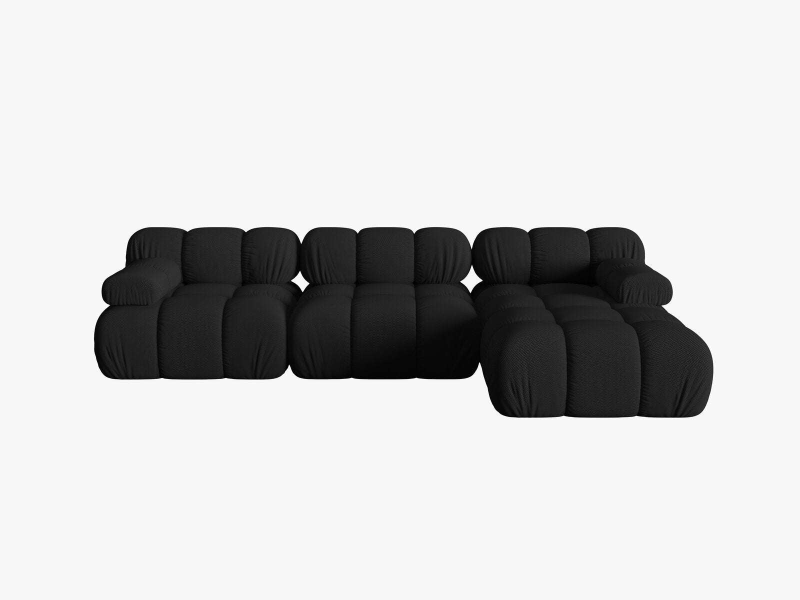 Micadoni Modulares Ecksofa Bellis 4-Sitzer Rechts 3D-Stoff Sonic Schwarz