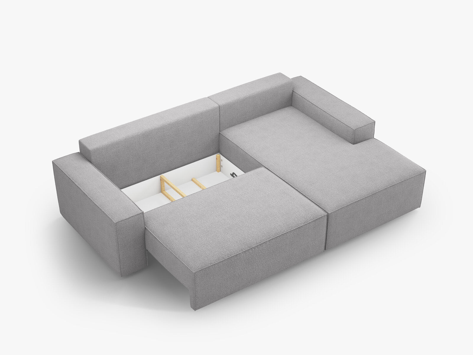 Micadoni Schlaf-Ecksofa Jodie 3-Sitzer Rechts Boucle Hellgrau