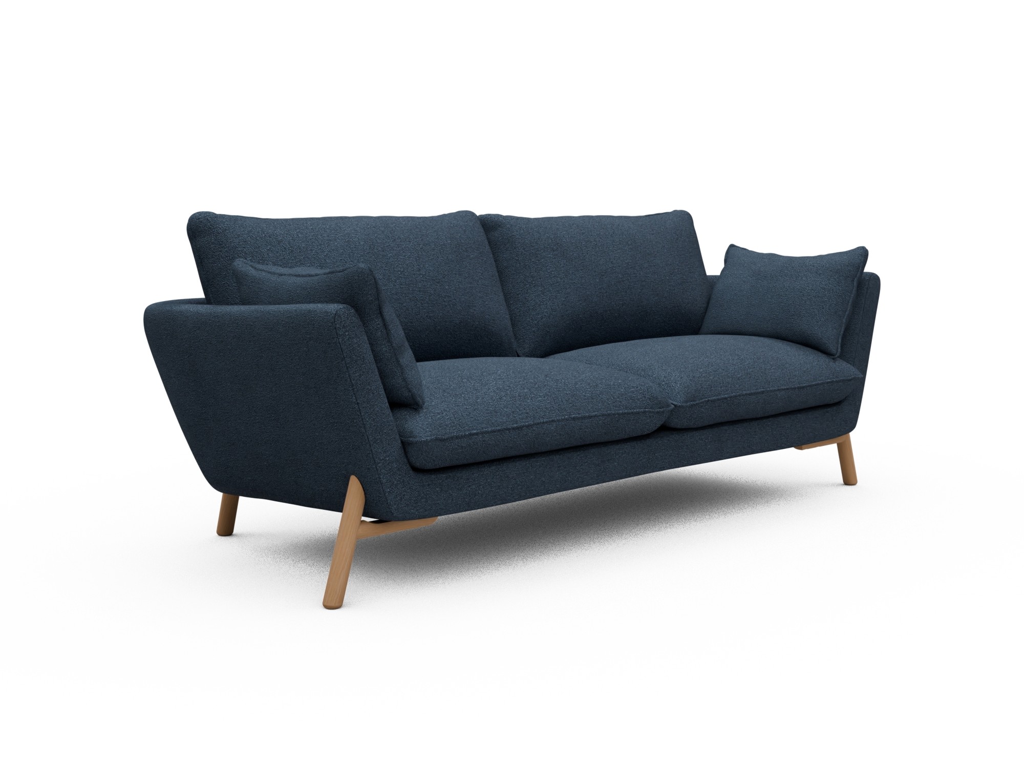 Skandi Home Sofa Emil 3-Sitzer Beinfarbe Eiche Natur Boucle-Blue moebelfaktor