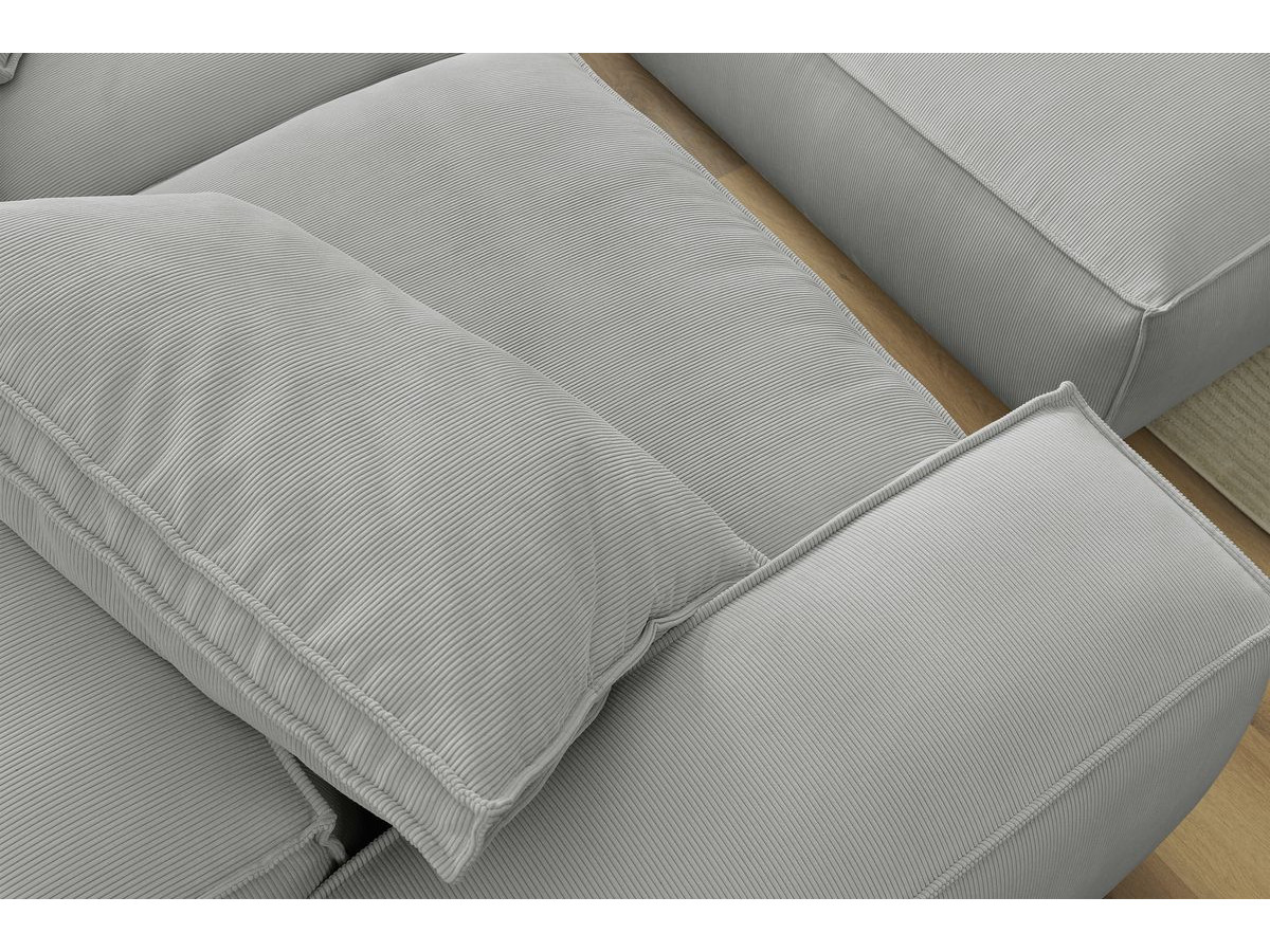 Bobochic Boheme Sofa 4-Sitzer mit Pouf Cordsamt Hellgrau