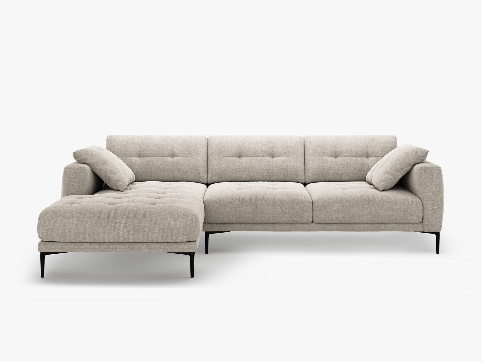 Micadoni Ecksofa Bemy 3-Sitzer Links Strukturierter Stoff Beige