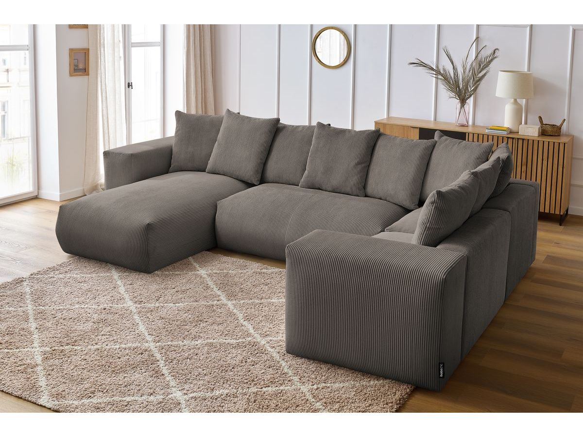Bobochic Voltaire Wohnlandschaft 356 × 214 cm Cordsamt Taupe Ecke links