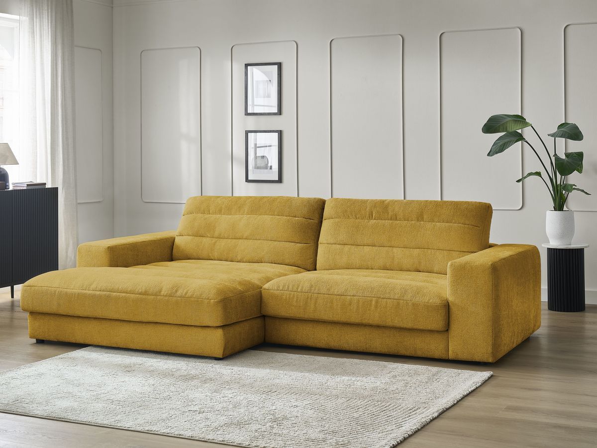 Bobochic Sierra Ecksofa Strukturstoff Gelb Ecke links