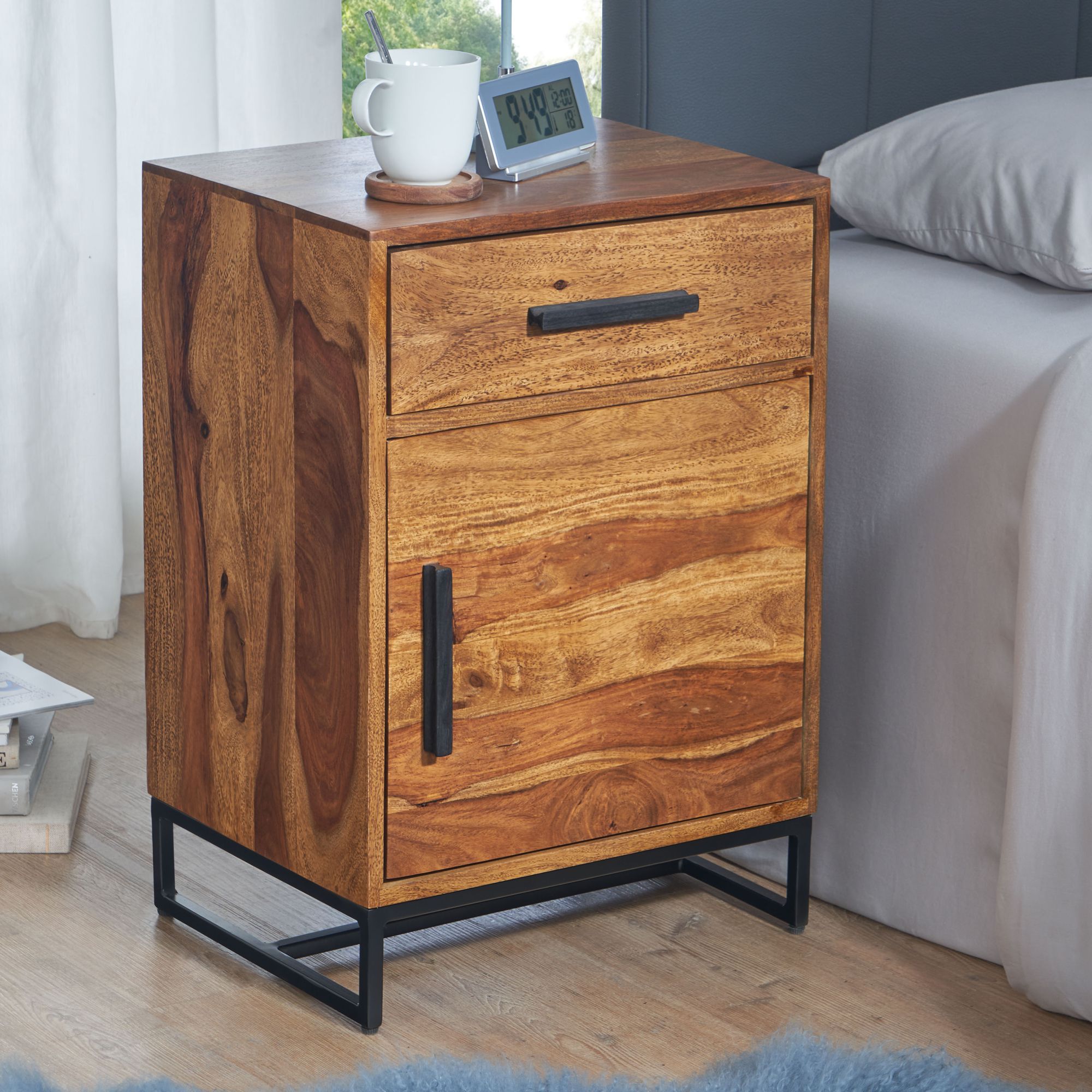 Nachttisch Tingvoll Massivholz Sheesham 45 × 35 × 65 cm