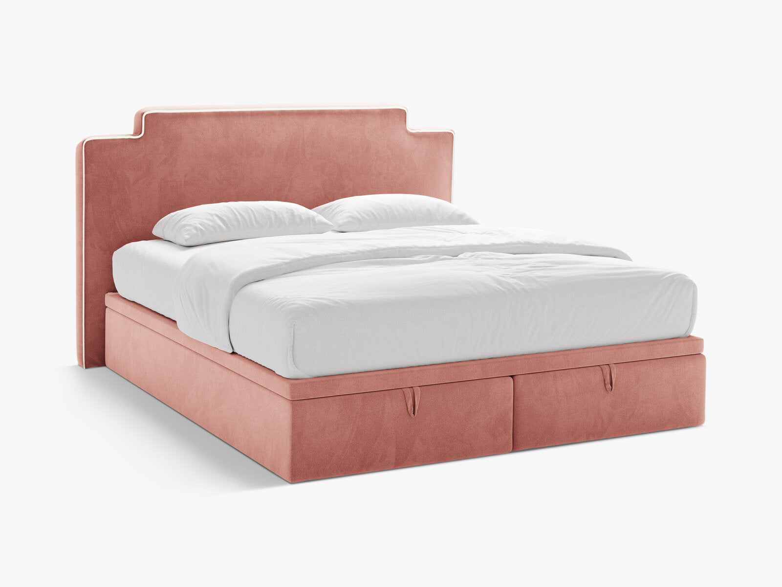 Micadoni Princess Boxspringbett mit Bettkasten und Kopfteil Samt Magic Velvet Elfenbein / Rosa 140x200
