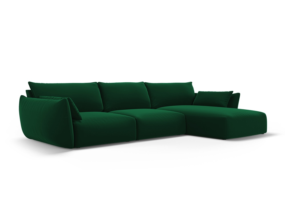 Cosmopolitan Design Ecksofa Matera 4-Sitzer Samt Salvador Flaschengrün Rechts