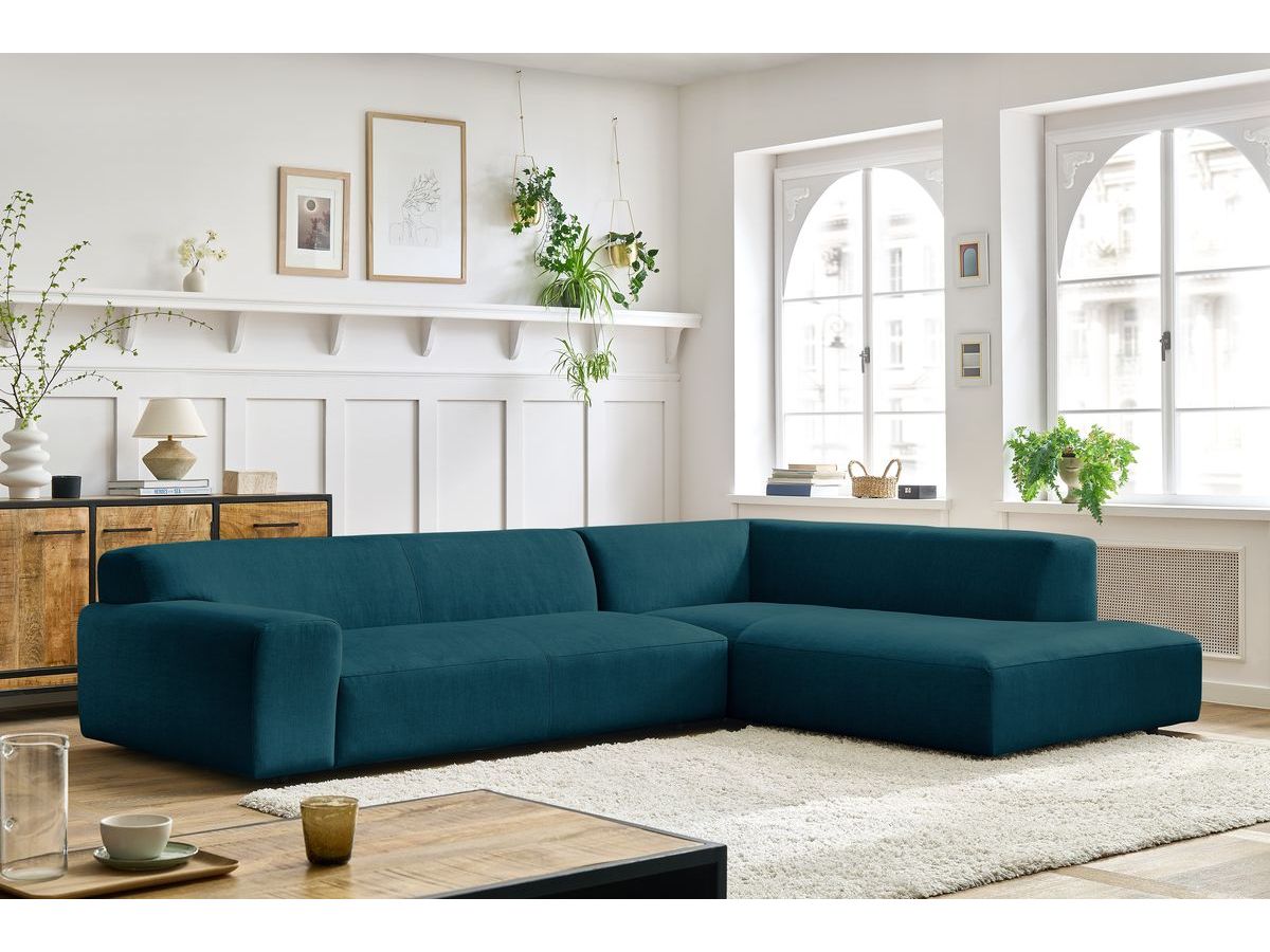 Bobochic Lavena Ecksofa 312 × 220 cm Samt Dunkelblau Ecke rechts