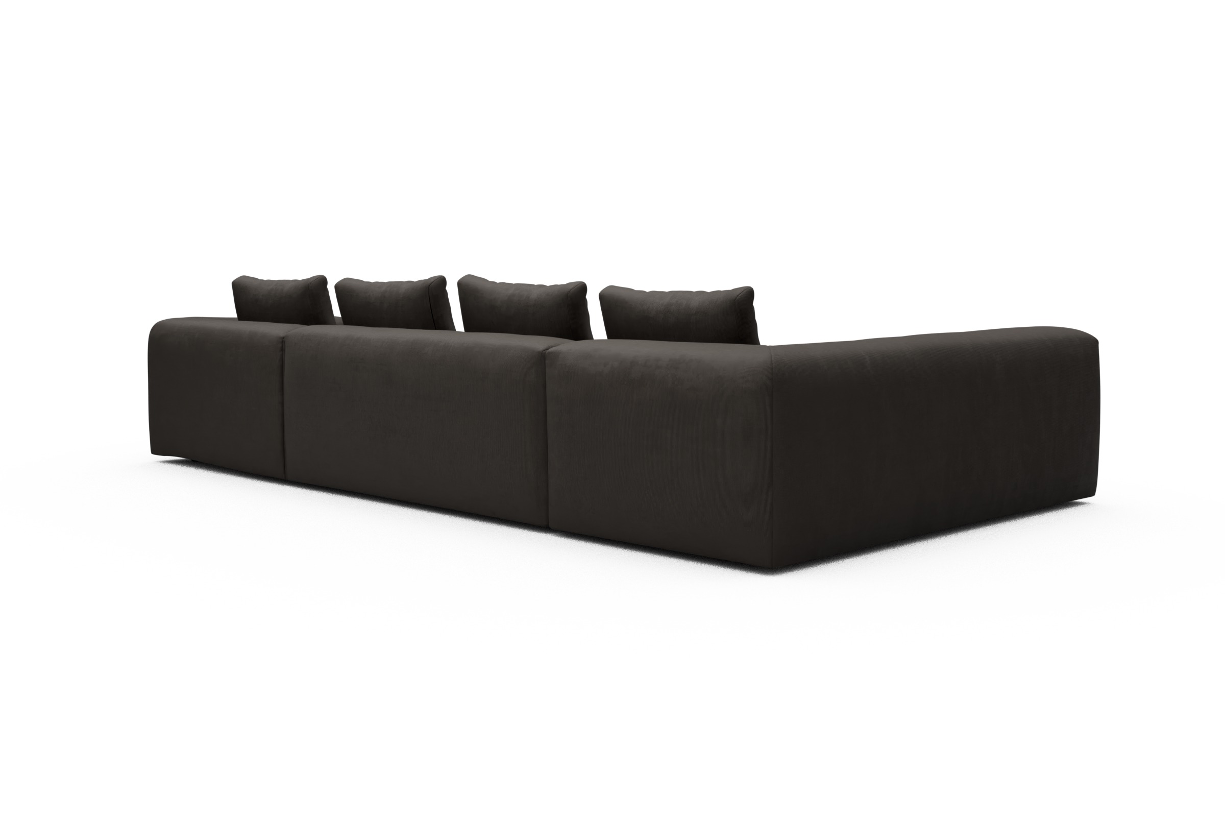 Wohnlandschaft Fred Chaiselongue rechts mit 2-Sitzer und lange Armlehne links Cordufine-Taupe