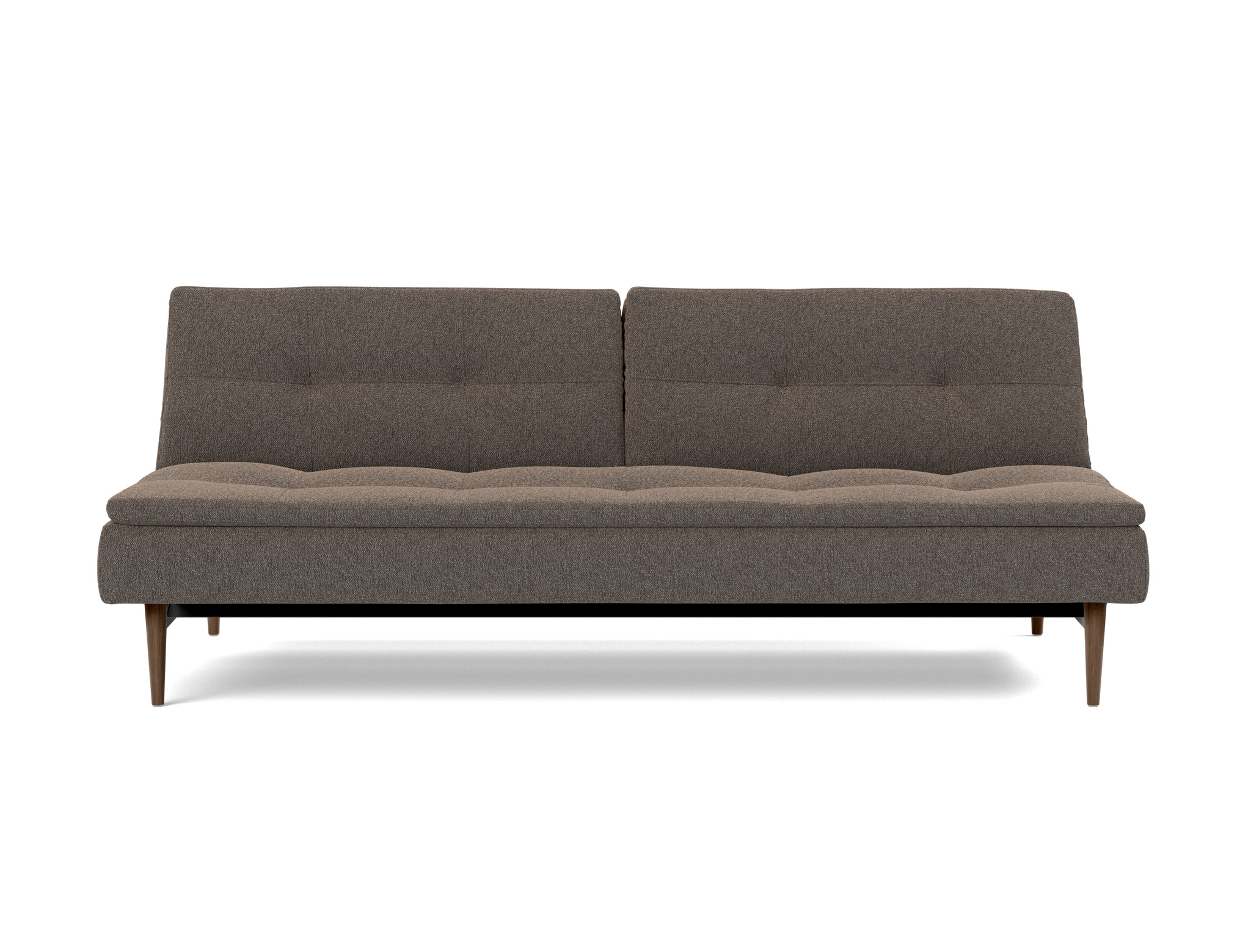 Schlafsofa Dublexo Boucle Skandi 530-Taupe Beine Styletto Eiche dunkel