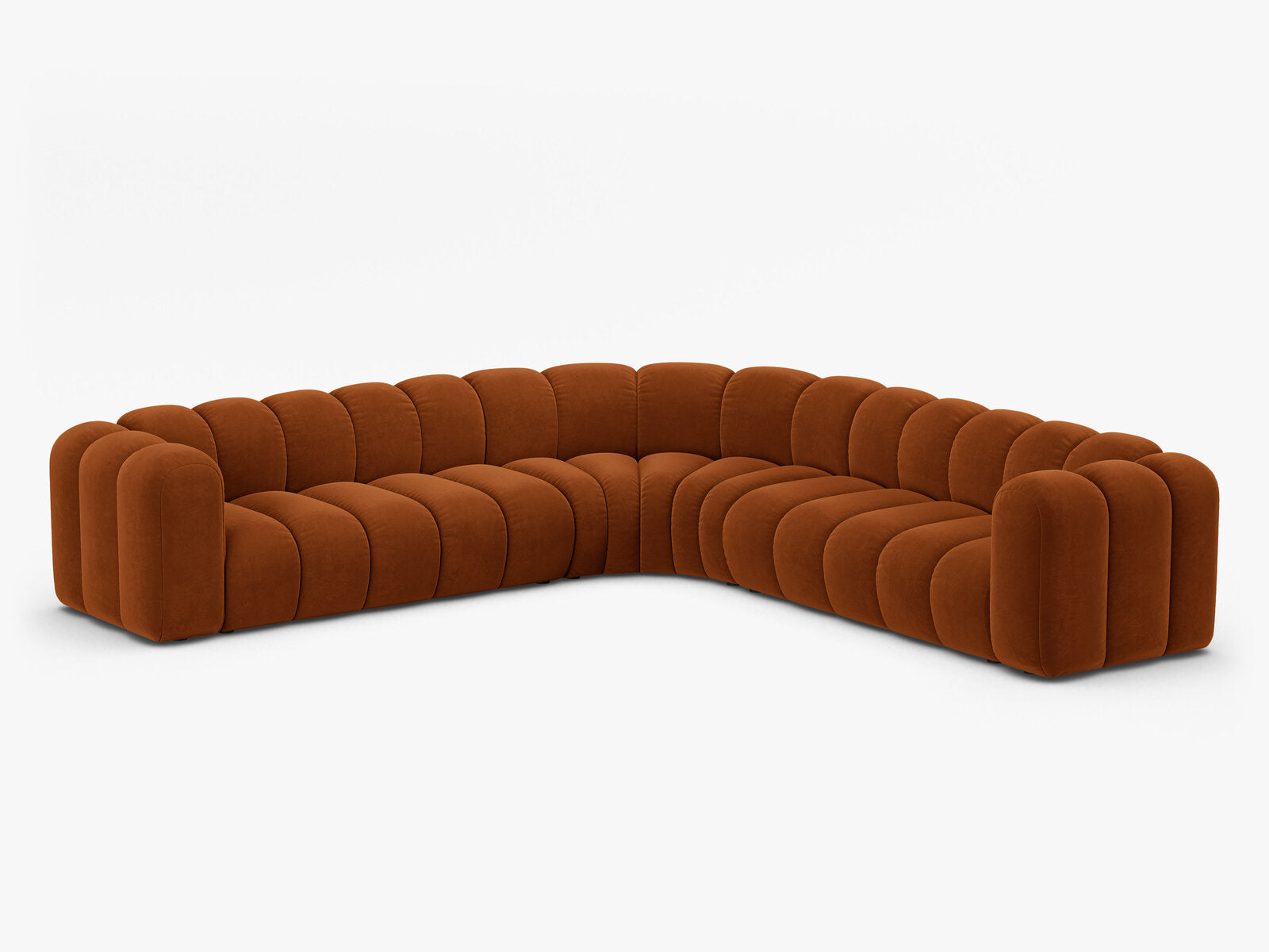 Micadoni symmetrisches Ecksofa Lupine 5-Sitzer  Samt Salvador Terrakotta